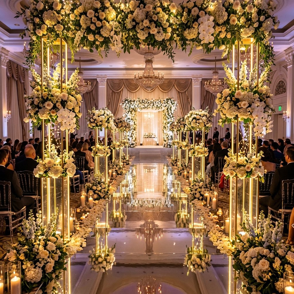 Illuminated Crystal Walkway Aisle Pillars